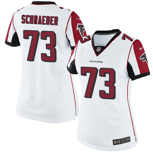 Women's Limited Ryan Schraeder Nike Jersey White Road - #73 NFL Atlanta Falcons